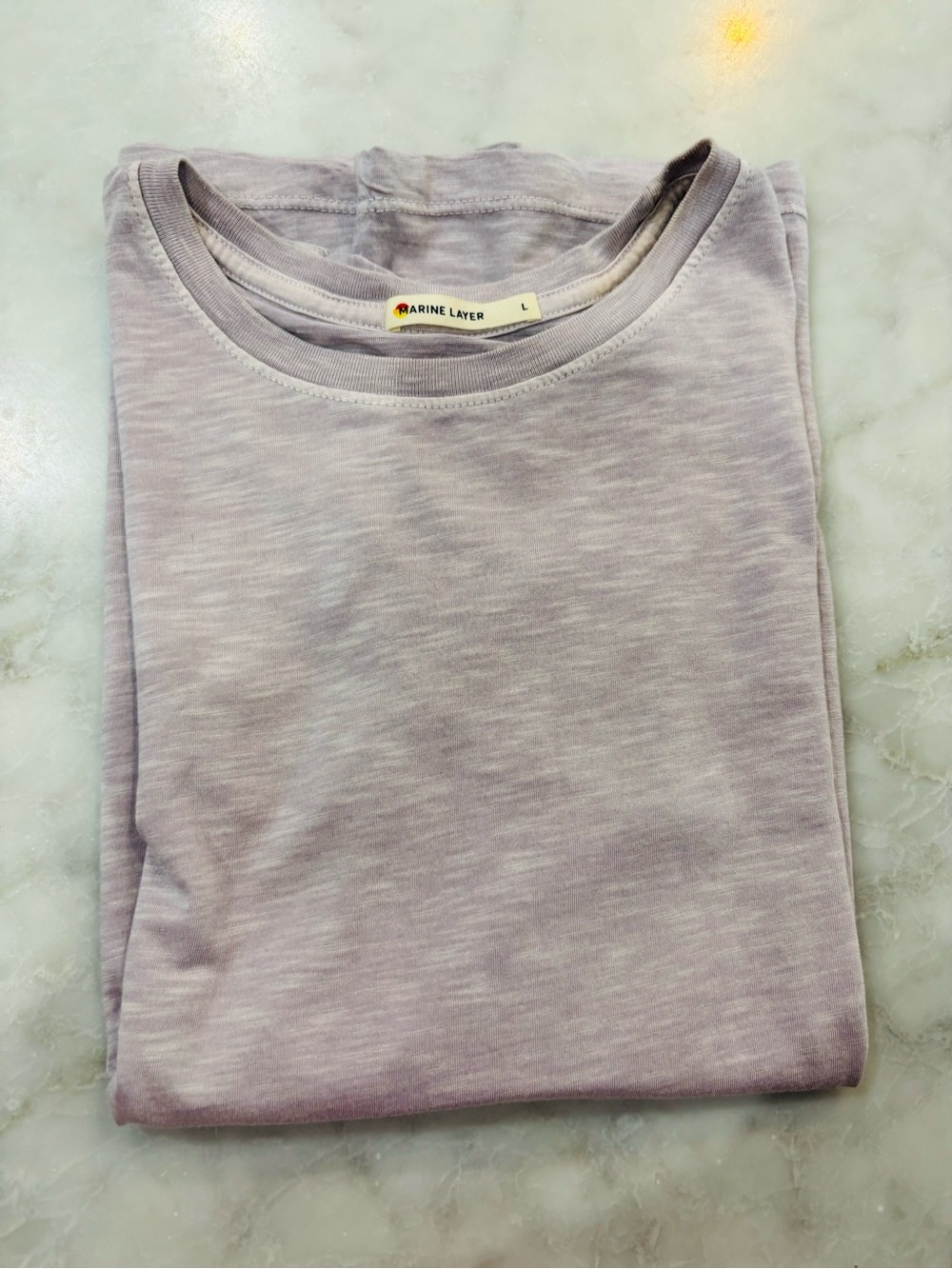 Marine Layer Men's Crewneck Sweater in Light Lavender Heather
